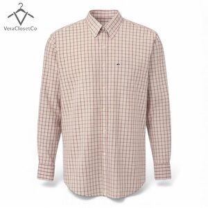Lacoste Classic Fit Checkered Button-Down Shirt Size 46 (Pink Grid)